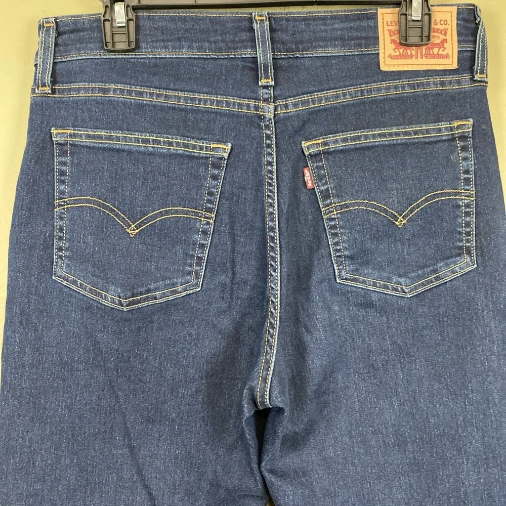 Levi's Womens Blue 721 High Rise Skinny Dark Wash Denim Pockets Jeans Size 30